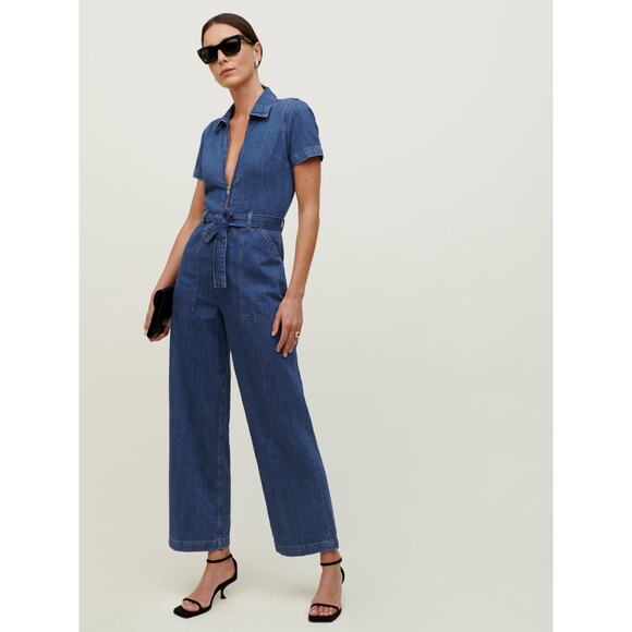 Reformation Blue Denim Jumpsuit - Picture 1 of 12